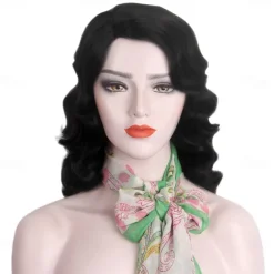 1920s Wig Finger Wave The Great Gatsby Curly Long Wig Vintage Wigs for Women Lady Synthetic Heat Resistant Full Wigs Cosplay Costume Fancy Dress
