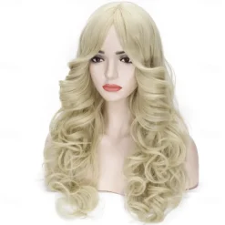 70s Wigs For Women Big Blonde Vintage Wig 80s Disco Wig Feathered Sides Big Wavy Curly Costume Wig For Women Halloween Wigs
