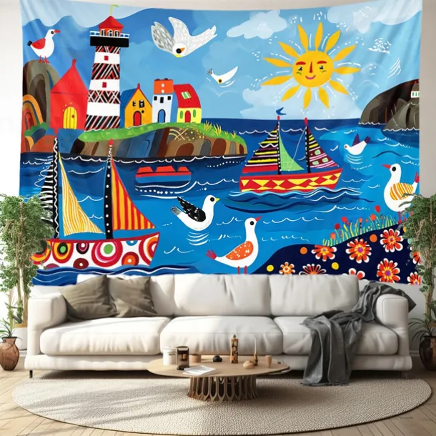 Sailing Landscape Hanging Tapestry Wall Art Large Tapestry Mural Decor Photograph Backdrop Blanket Curtain Home Bedroom Living Room Decoration