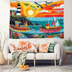 Sailing Landscape Hanging Tapestry Wall Art Large Tapestry Mural Decor Photograph Backdrop Blanket Curtain Home Bedroom Living Room Decoration