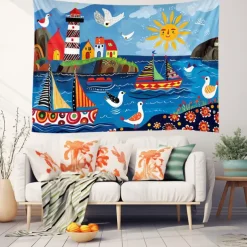 Sailing Landscape Hanging Tapestry Wall Art Large Tapestry Mural Decor Photograph Backdrop Blanket Curtain Home Bedroom Living Room Decoration