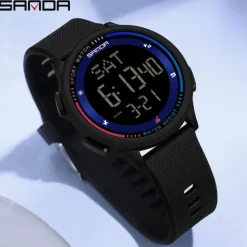 SANDA 6158 Men LED Digital Military Watch Man Sports Watches Outdoor 5Bar Waterproof Wristwatches Male Clock