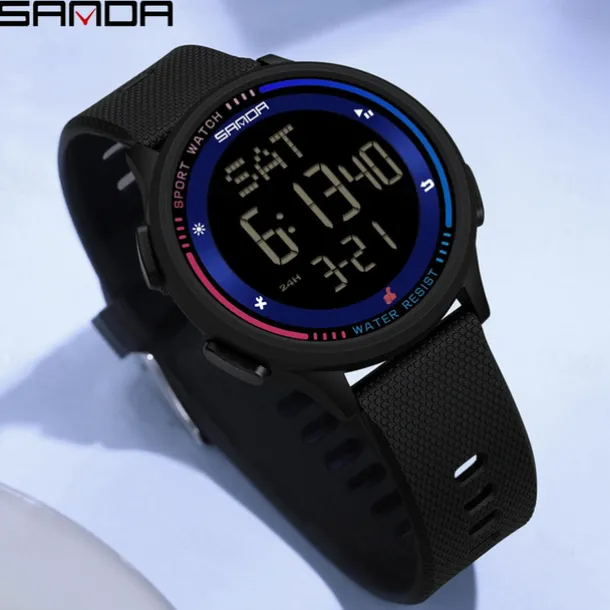 SANDA 6158 Men LED Digital Military Watch Man Sports Watches Outdoor 5Bar Waterproof Wristwatches Male Clock