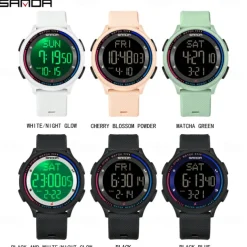 SANDA 6158 Men LED Digital Military Watch Man Sports Watches Outdoor 5Bar Waterproof Wristwatches Male Clock