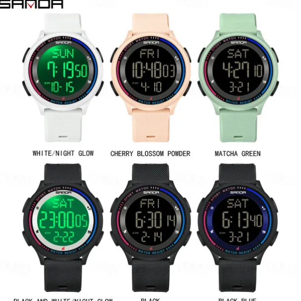 SANDA 6158 Men LED Digital Military Watch Man Sports Watches Outdoor 5Bar Waterproof Wristwatches Male Clock