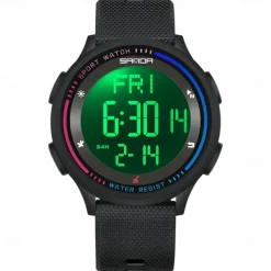 SANDA 6158 Men LED Digital Military Watch Man Sports Watches Outdoor 5Bar Waterproof Wristwatches Male Clock