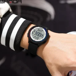 SANDA 6158 Men LED Digital Military Watch Man Sports Watches Outdoor 5Bar Waterproof Wristwatches Male Clock