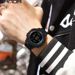 SANDA 6158 Men LED Digital Military Watch Man Sports Watches Outdoor 5Bar Waterproof Wristwatches Male Clock