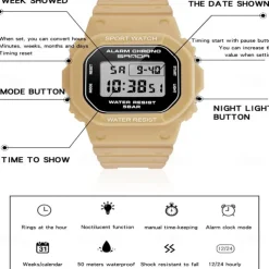 SANDA Digital Watch Men Women 50M Waterproof Sports Watches Male Ladies Clock Electronic Square Watch