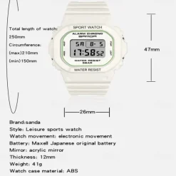 SANDA Digital Watch Men Women 50M Waterproof Sports Watches Male Ladies Clock Electronic Square Watch