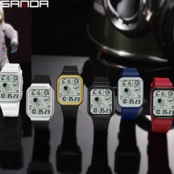 SANDA Men Digital Watch Creative Fashion Wristwatch Shock Resistant Minute Repeater Luminous Stopwatch Alarm Clock TPU Watch