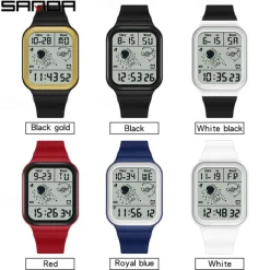 SANDA Men Digital Watch Creative Fashion Wristwatch Shock Resistant Minute Repeater Luminous Stopwatch Alarm Clock TPU Watch