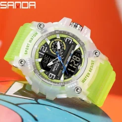 SANDA Men Digital Watch Fashion Casual Business Wristwatch Luminous Stopwatch Alarm Clock Calendar TPU Watch