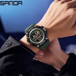 SANDA Men Digital Watch Fashion Casual Business Wristwatch Luminous Stopwatch Alarm Clock Calendar TPU Watch
