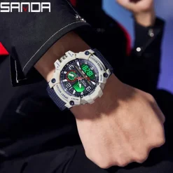 SANDA Men Digital Watch Fashion Casual Business Wristwatch Luminous Stopwatch Alarm Clock Calendar TPU Watch