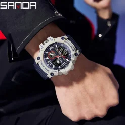 SANDA Men Digital Watch Fashion Casual Business Wristwatch Luminous Stopwatch Alarm Clock Calendar TPU Watch