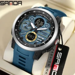 SANDA Men Digital Watch Fashion Casual Business Wristwatch Luminous Stopwatch Alarm Clock Countdown TPU Watch