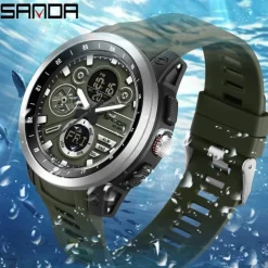 SANDA Men Digital Watch Fashion Casual Business Wristwatch Luminous Stopwatch Alarm Clock Countdown TPU Watch