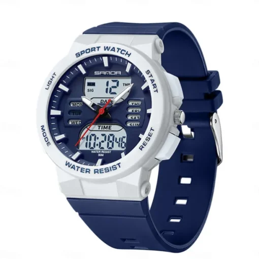 SANDA Men Digital Watch Fashion Casual Business Wristwatch Luminous Stopwatch Countdown Calendar TPU Watch