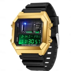 SANDA Men Digital Watch Fashion Casual Wristwatch Shock Resistant Luminous Stopwatch Alarm Clock Countdown TPU Watch