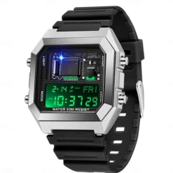 SANDA Men Digital Watch Fashion Casual Wristwatch Shock Resistant Luminous Stopwatch Alarm Clock Countdown TPU Watch