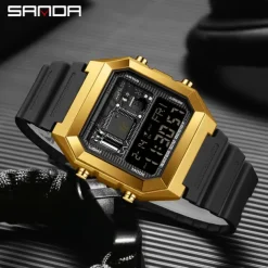 SANDA Men Digital Watch Fashion Casual Wristwatch Shock Resistant Luminous Stopwatch Alarm Clock Countdown TPU Watch