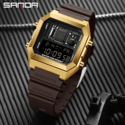 SANDA Men Digital Watch Fashion Casual Wristwatch Shock Resistant Luminous Stopwatch Alarm Clock Countdown TPU Watch