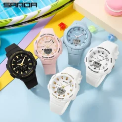 SANDA Men Digital Watch Fashion Casual Wristwatch Shock Resistant Luminous Stopwatch Alarm Clock Countdown Resin Watch