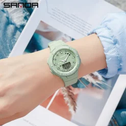 SANDA Men Digital Watch Fashion Casual Wristwatch Shock Resistant Luminous Stopwatch Alarm Clock Countdown Resin Watch