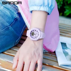 SANDA Men Digital Watch Fashion Casual Wristwatch Shock Resistant Luminous Stopwatch Alarm Clock Countdown Resin Watch