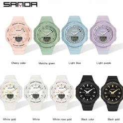 SANDA Men Digital Watch Fashion Casual Wristwatch Shock Resistant Luminous Stopwatch Alarm Clock Countdown Resin Watch