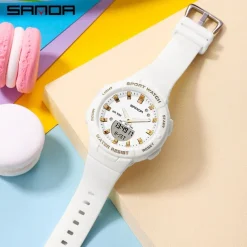 SANDA Men Digital Watch Fashion Casual Wristwatch Shock Resistant Luminous Stopwatch Alarm Clock Countdown Resin Watch