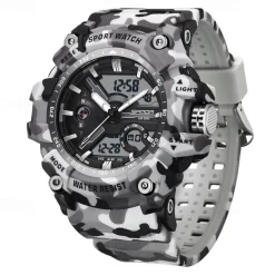 SANDA Men Digital Watch Outdoor Sports Fashion Casual Luminous Stopwatch Alarm Clock Waterproof TPU Watch