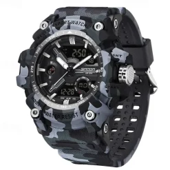 SANDA Men Digital Watch Outdoor Sports Fashion Casual Luminous Stopwatch Alarm Clock Waterproof TPU Watch