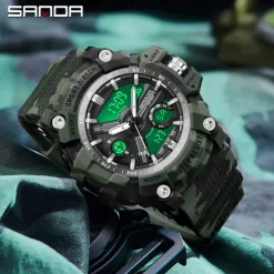 SANDA Men Digital Watch Outdoor Sports Fashion Casual Luminous Stopwatch Alarm Clock Waterproof TPU Watch