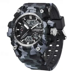 SANDA Men Digital Watch Outdoor Sports Fashion Casual Luminous Stopwatch Alarm Clock Waterproof TPU Watch