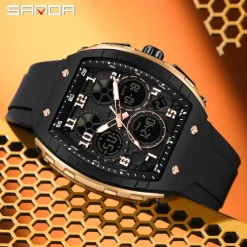 SANDA Men Digital Watch Outdoor Sports Fashion Wristwatch Luminous Stopwatch Alarm Clock Countdown Silicone Gel Watch