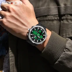 SANDA Men Digital Watch Outdoor Sports Fashion Casual Luminous Stopwatch Alarm Clock Calendar Silicone Gel Watch