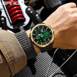 SANDA Men Digital Watch Outdoor Sports Fashion Casual Luminous Stopwatch Alarm Clock Calendar Silicone Gel Watch