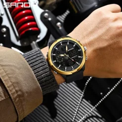 SANDA Men Digital Watch Outdoor Sports Fashion Casual Luminous Stopwatch Alarm Clock Calendar Silicone Gel Watch