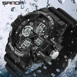 SANDA Men Digital Watch Outdoor Sports Fashion Wristwatch Luminous Stopwatch Alarm Clock Calendar TPU Watch
