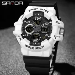 SANDA Men Digital Watch Outdoor Sports Fashion Wristwatch Luminous Stopwatch Alarm Clock Calendar TPU Watch