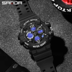 SANDA Men Digital Watch Outdoor Sports Fashion Wristwatch Luminous Stopwatch Alarm Clock Calendar TPU Watch
