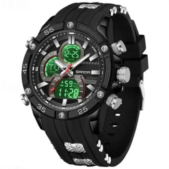 SANDA Men Digital Watch Outdoor Sports Fashion Wristwatch Luminous Alarm Clock Waterproof Decoration Silicone Watch