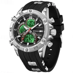 SANDA Men Digital Watch Outdoor Sports Fashion Wristwatch Luminous Alarm Clock Waterproof Decoration Silicone Watch