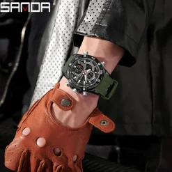SANDA Men Digital Watch Outdoor Sports Fashion Wristwatch Luminous Alarm Clock Waterproof Decoration Silicone Watch
