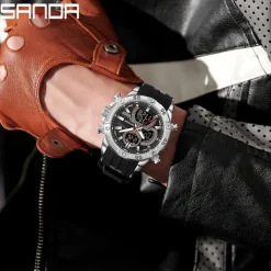 SANDA Men Digital Watch Outdoor Sports Fashion Wristwatch Luminous Alarm Clock Waterproof Decoration Silicone Watch