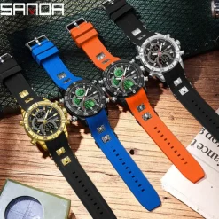 SANDA Men Digital Watch Outdoor Sports Fashion Wristwatch Luminous Alarm Clock Waterproof Decoration Silicone Watch