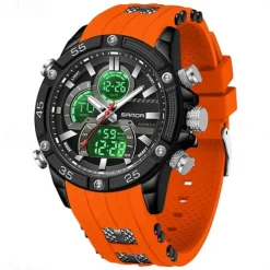 SANDA Men Digital Watch Outdoor Sports Fashion Wristwatch Luminous Alarm Clock Waterproof Decoration Silicone Watch