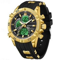 SANDA Men Digital Watch Outdoor Sports Fashion Wristwatch Luminous Alarm Clock Waterproof Decoration Silicone Watch